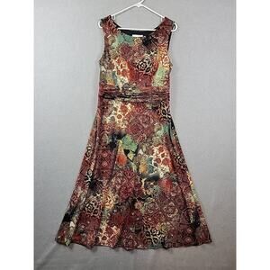 Northstyle Earthtone Paisley Sleeveless Fit & Flare Maxi Dress Womens 12 Stretch